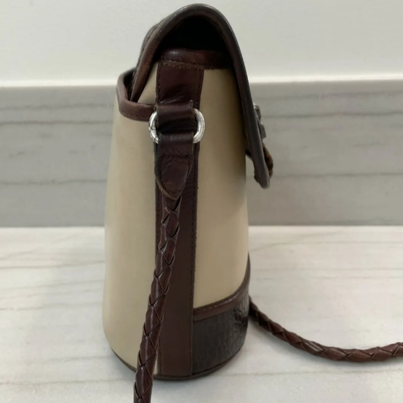 Brighton Celtic Leather Brown Bone Croc Womens Crossbody Silver Plate New - Picture 4 of 11
